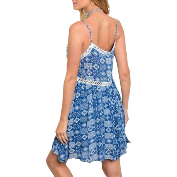 Blue & White Tribal Dress - Picture 2 of 2
